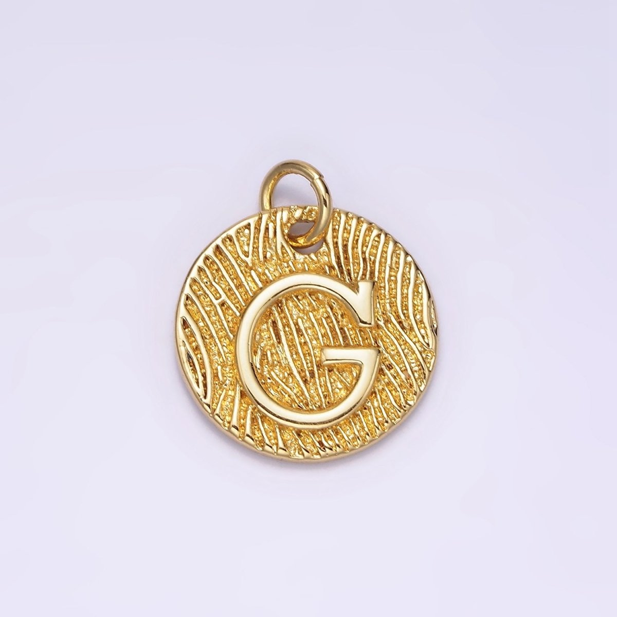 24K Gold Alphabet Charms, English Letter Pendants 15mm Initial Coin Pendants | A-A1119-A-A1131