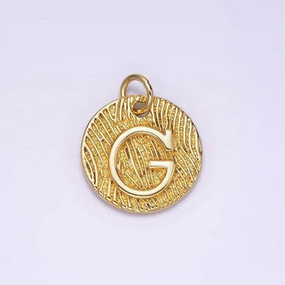 24K Gold Alphabet Charms, English Letter Pendants 15mm Initial Coin Pendants | A-A1119-A-A1131