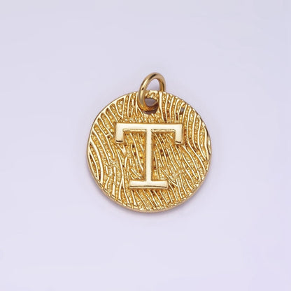 24K Gold Alphabet Charms, English Letter Pendants 15mm Initial Coin Pendants | A-A1119-A-A1131