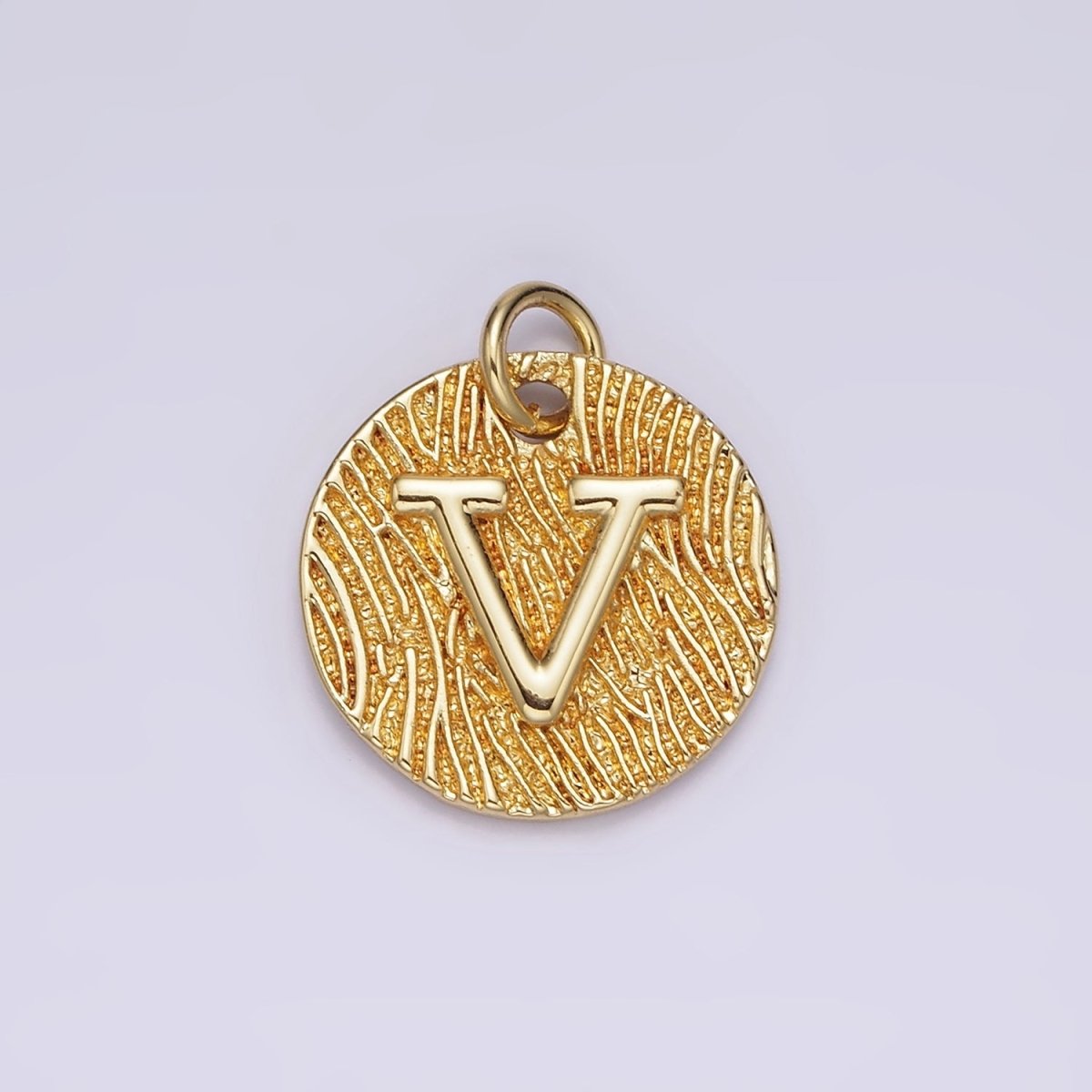 24K Gold Alphabet Charms, English Letter Pendants 15mm Initial Coin Pendants | A-A1119-A-A1131