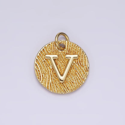 24K Gold Alphabet Charms, English Letter Pendants 15mm Initial Coin Pendants | A-A1119-A-A1131