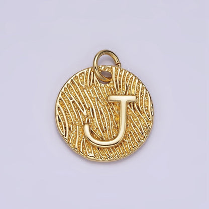 24K Gold Alphabet Charms, English Letter Pendants 15mm Initial Coin Pendants | A-A1119-A-A1131