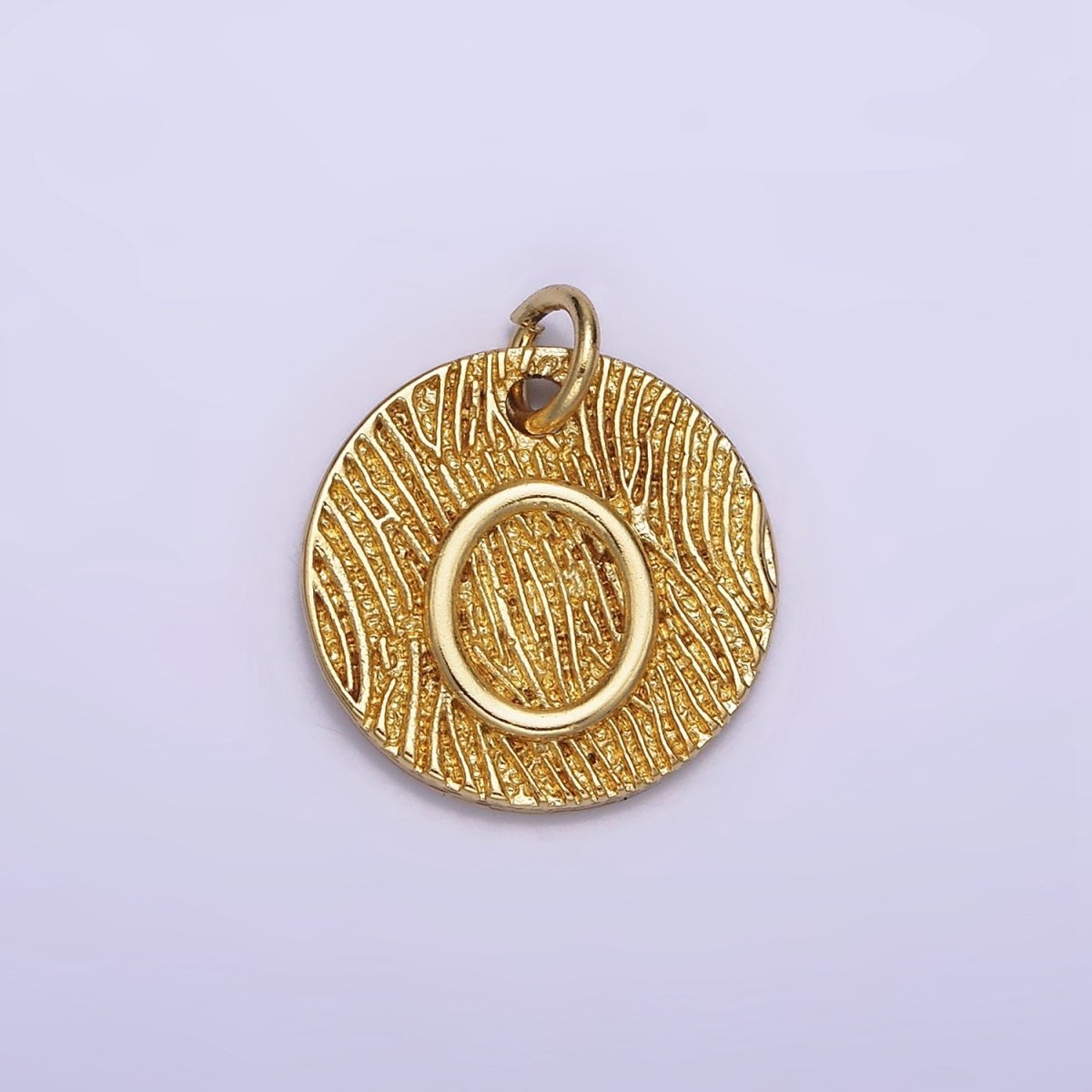 24K Gold Alphabet Charms, English Letter Pendants 15mm Initial Coin Pendants | A-A1119-A-A1131