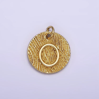 24K Gold Alphabet Charms, English Letter Pendants 15mm Initial Coin Pendants | A-A1119-A-A1131