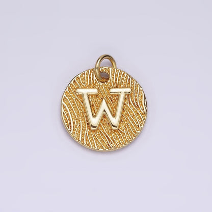 24K Gold Alphabet Charms, English Letter Pendants 15mm Initial Coin Pendants | A-A1119-A-A1131