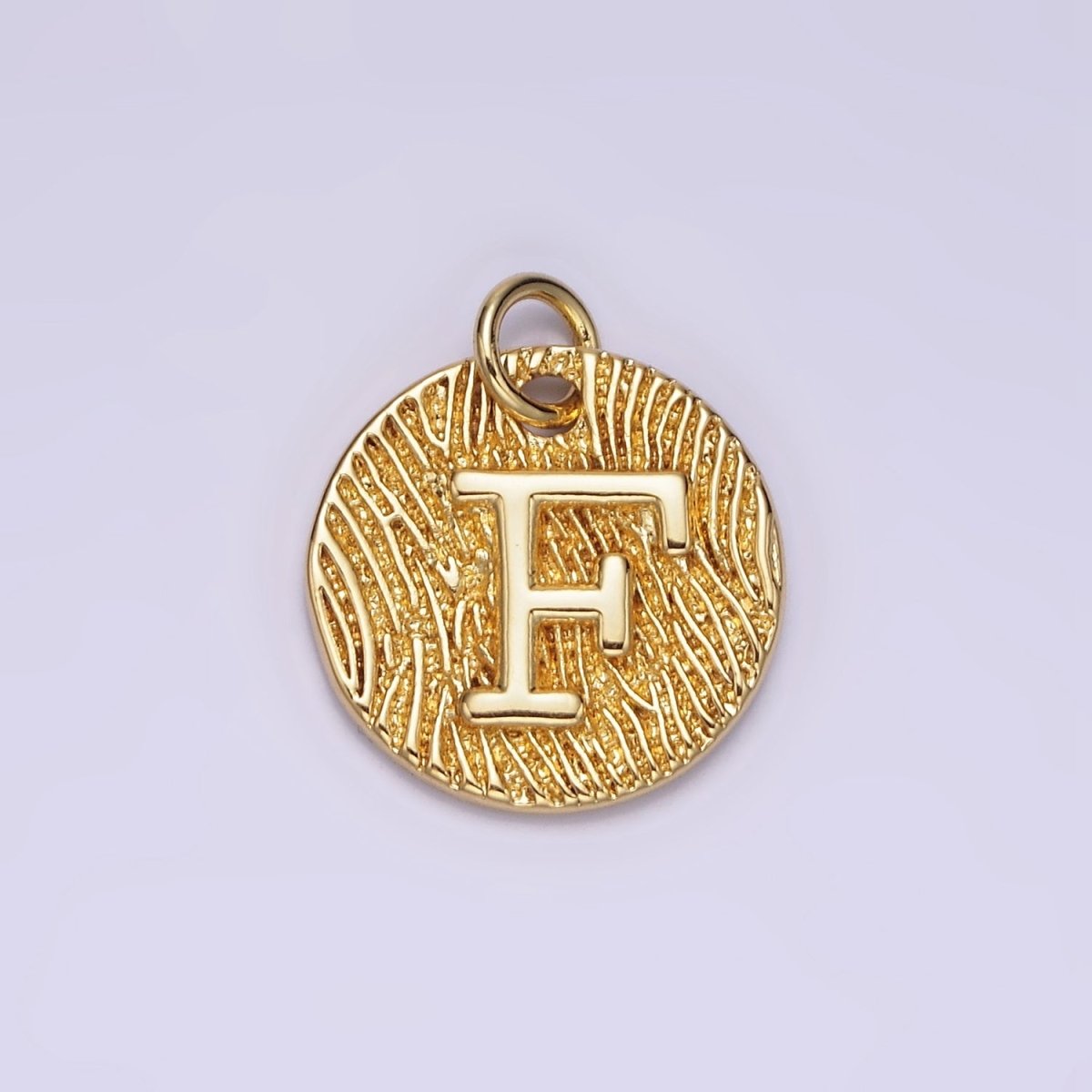 24K Gold Alphabet Charms, English Letter Pendants 15mm Initial Coin Pendants | A-A1119-A-A1131