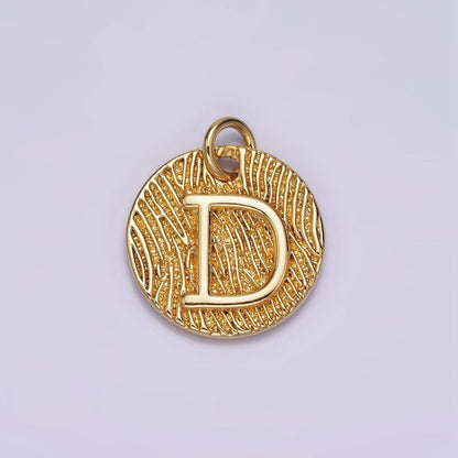 24K Gold Alphabet Charms, English Letter Pendants 15mm Initial Coin Pendants | A-A1119-A-A1131