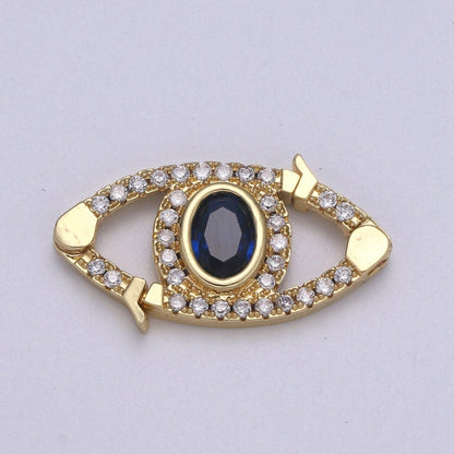 24k Gold CZ Micro Pave Clasp Evil Eye Lock Clasp, Interlock Micro pave Clasp Fastener for Bracelet Necklace Connector Clasp K-332 K-333 K-334