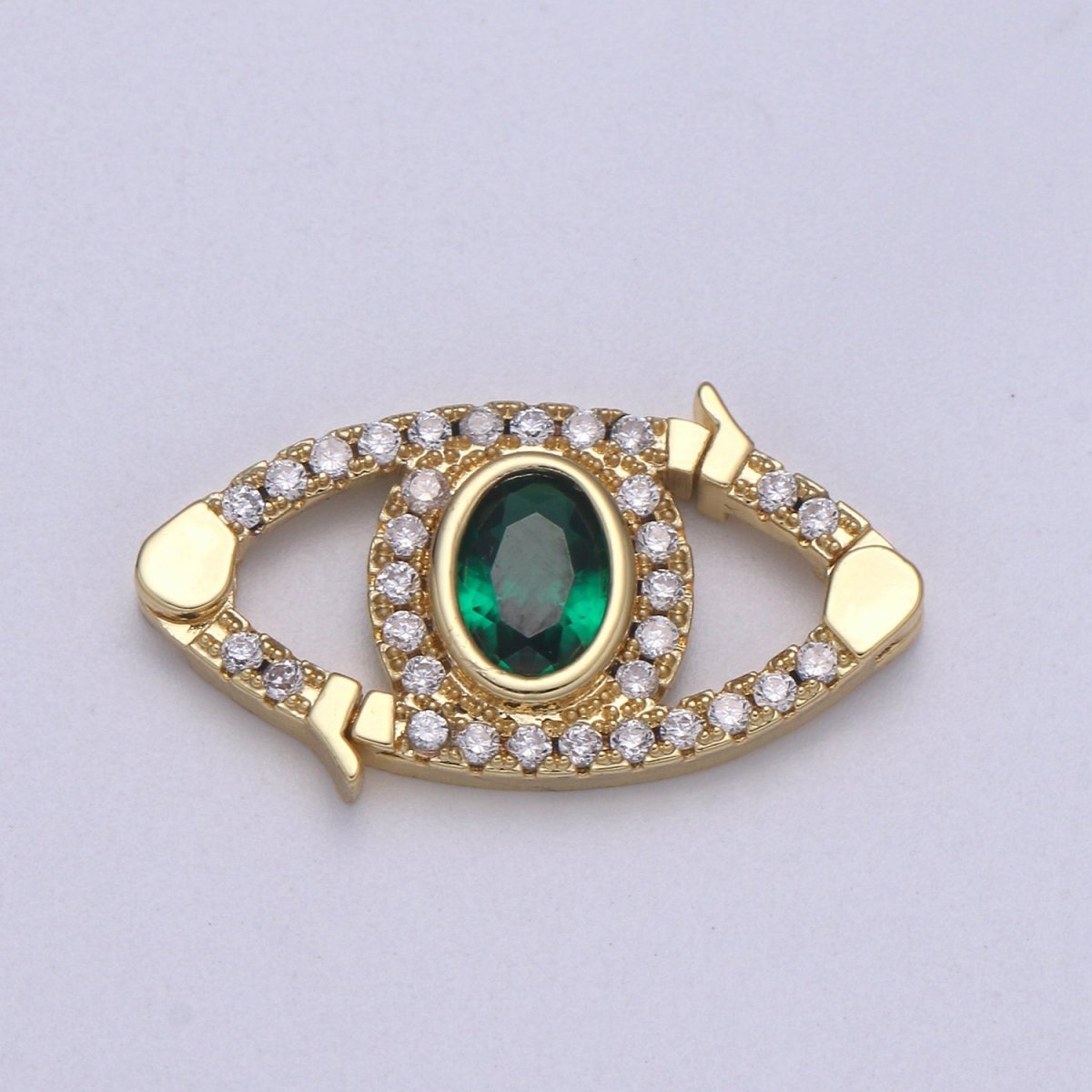 24k Gold CZ Micro Pave Clasp Evil Eye Lock Clasp, Interlock Micro pave Clasp Fastener for Bracelet Necklace Connector Clasp K-332 K-333 K-334