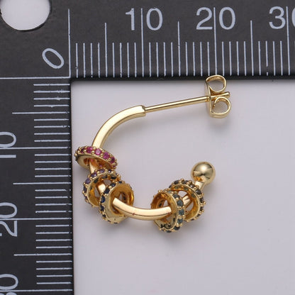 24k Gold Earrings, Hoop Earrings, Medium Hoop, Stud Earring, Gold Plated Earring, Gift for Her, Everyday Wear Earring K-817