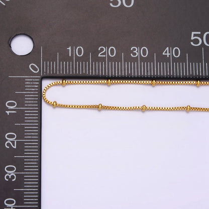 24K Gold Filled 0.8mm Dainty Satellite Beaded Box Chain 18 Inch Layering Necklace | WA-1926