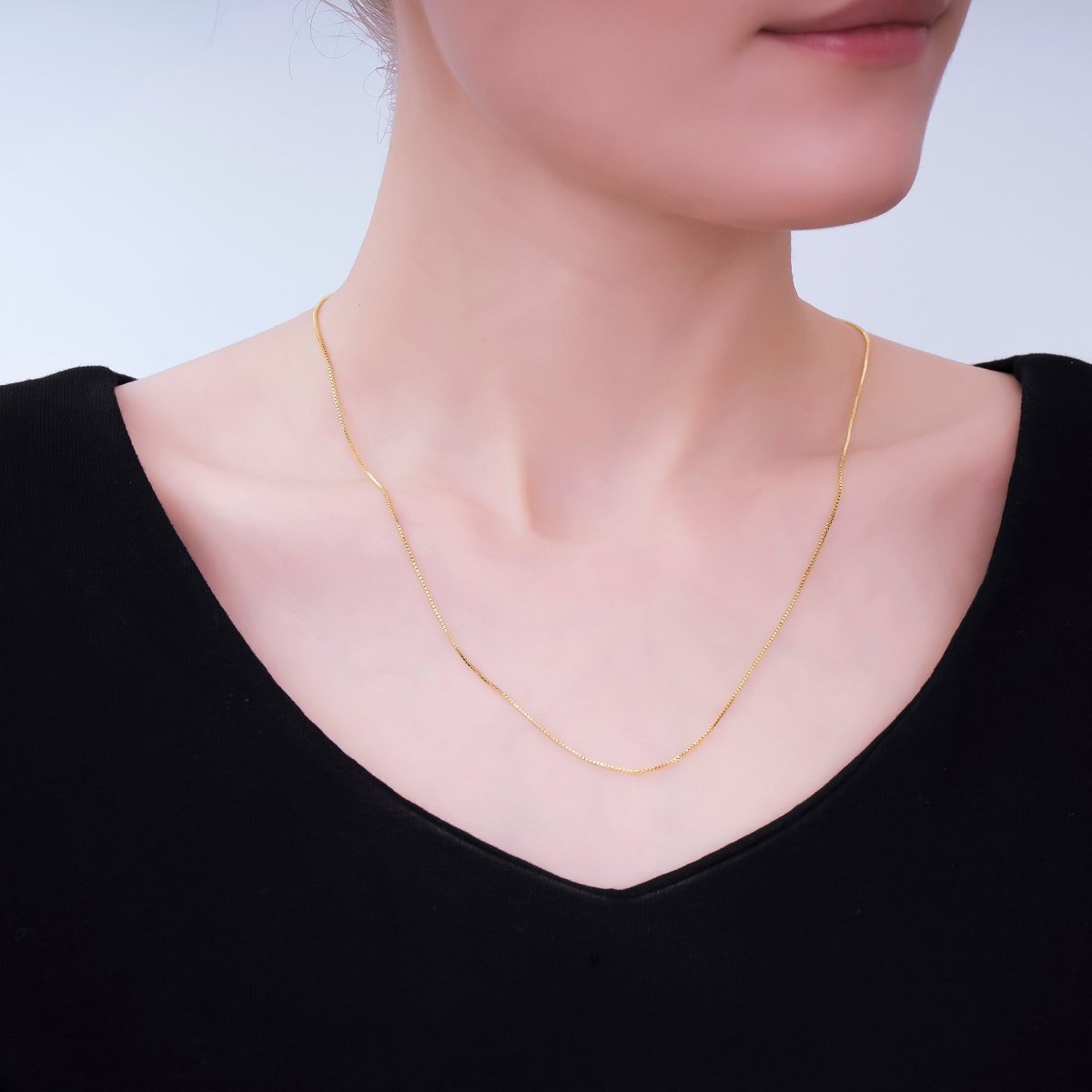 24K Gold Filled 0.9mm Box Chain 20.5 Inch Adjustable Threader Necklace | WA-2738