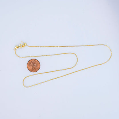 24K Gold Filled 0.9mm Box Chain 20.5 Inch Adjustable Threader Necklace | WA-2738
