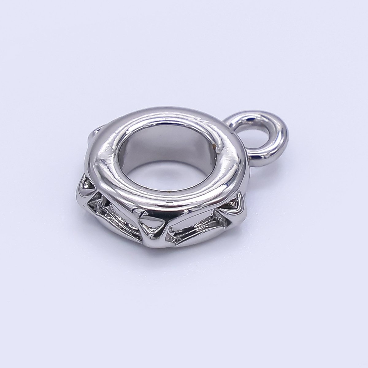24K Gold Filled 10mm Geometric Edged Drop Rondelle Bail Slide Charm Holder Enhancer in Gold &amp; Silver | Z1297