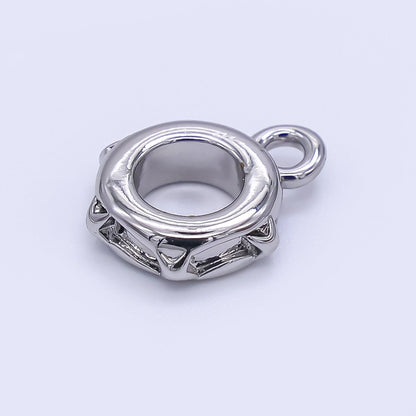 24K Gold Filled 10mm Geometric Edged Drop Rondelle Bail Slide Charm Holder Enhancer in Gold &amp; Silver | Z1297