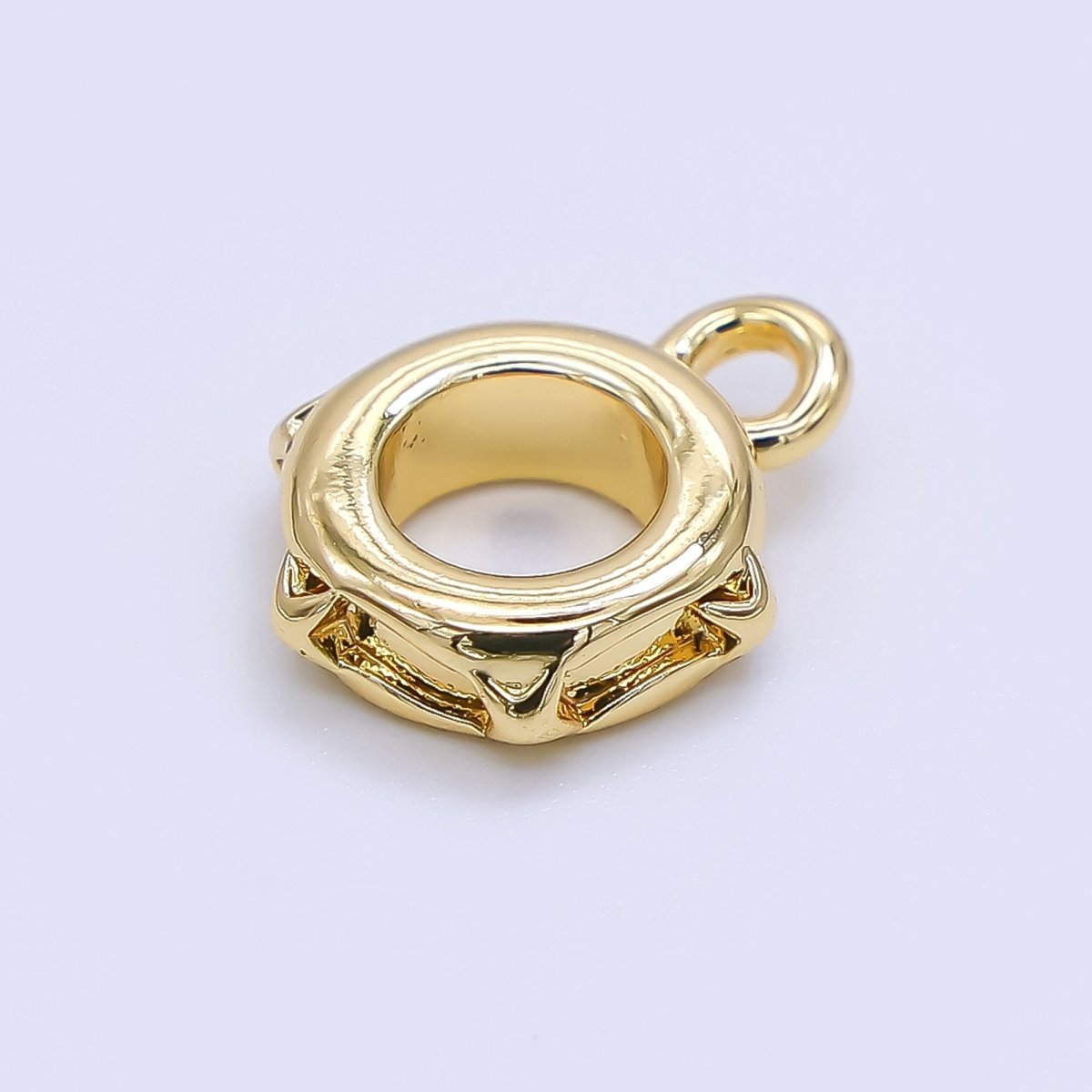 24K Gold Filled 10mm Geometric Edged Drop Rondelle Bail Slide Charm Holder Enhancer in Gold &amp; Silver | Z1297