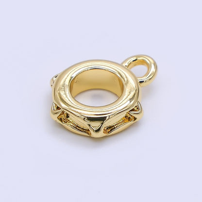 24K Gold Filled 10mm Geometric Edged Drop Rondelle Bail Slide Charm Holder Enhancer in Gold &amp; Silver | Z1297