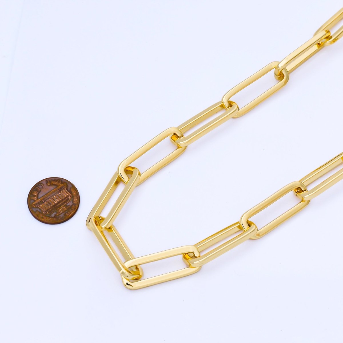 24K Gold Filled 10.8mm Paperclip Unfinished Chain by Yard | Roll-1744