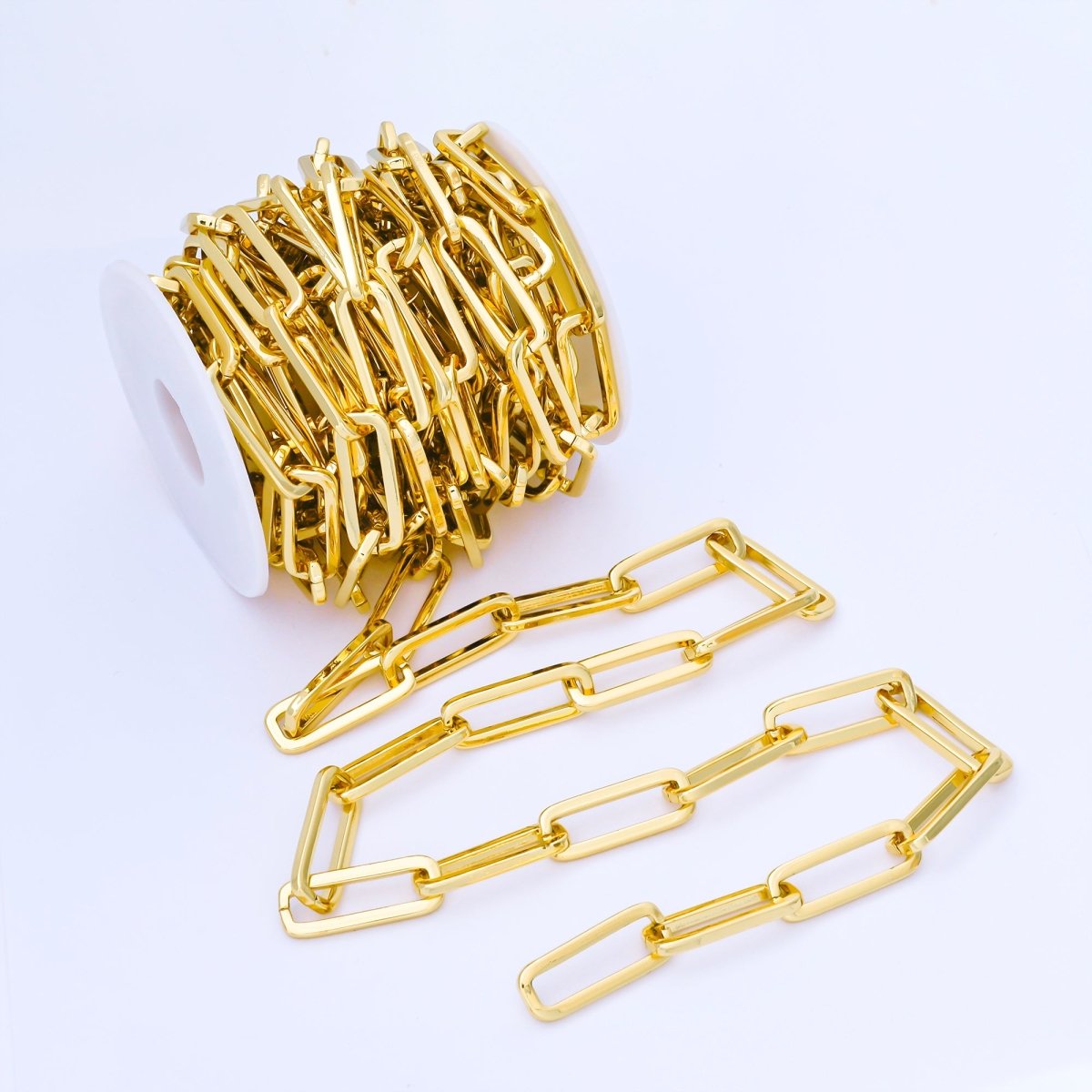 24K Gold Filled 10.8mm Paperclip Unfinished Chain by Yard | Roll-1744