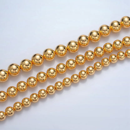 24K Gold Filled 10mm, 12mm, 14mm Beaded Bubble Magnetic Closure 18.5 Inch Necklace | WA-2635 ~ WA-2637