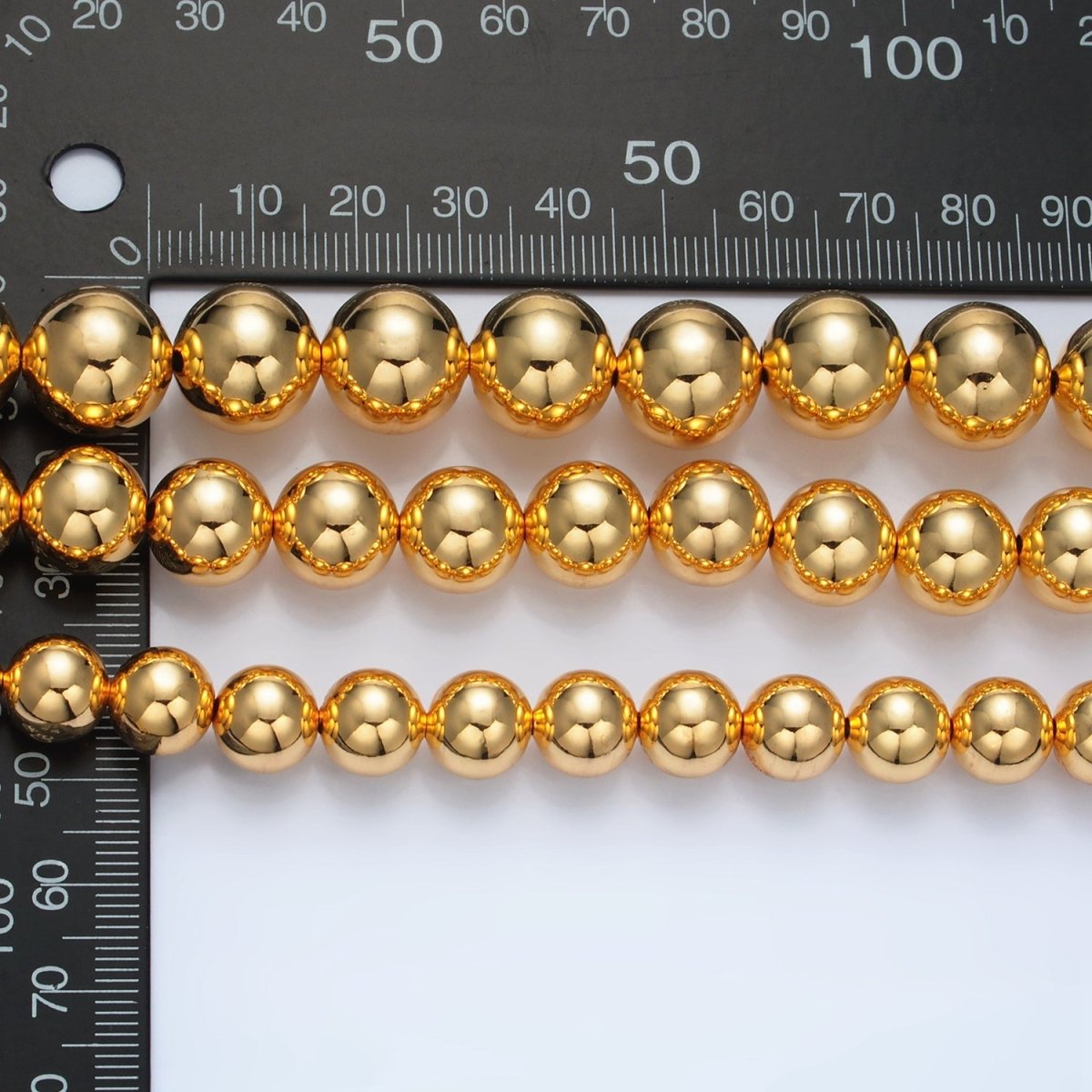 24K Gold Filled 10mm, 12mm, 14mm Beaded Bubble Magnetic Closure 18.5 Inch Necklace | WA-2635 ~ WA-2637