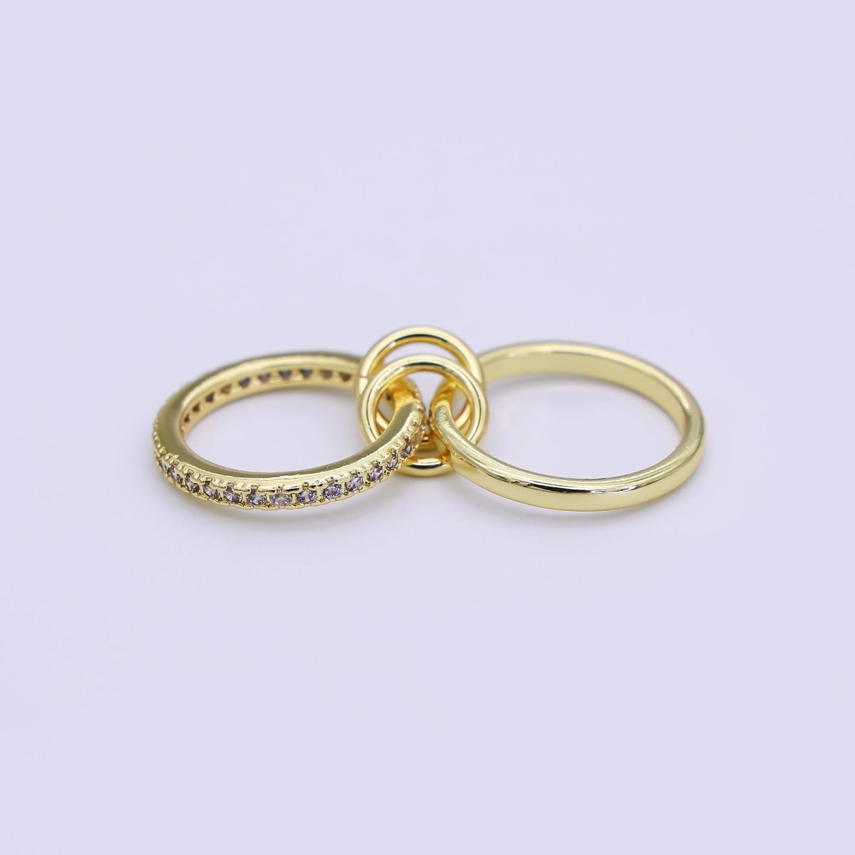 24K Gold Filled 10mm, 14.5mm Micro Paved CZ Double Loop Finding | Z1093 Z1094