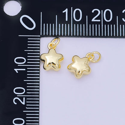 24K Gold Filled 10mm Mini Puffy Celestial Star Charm | AH678