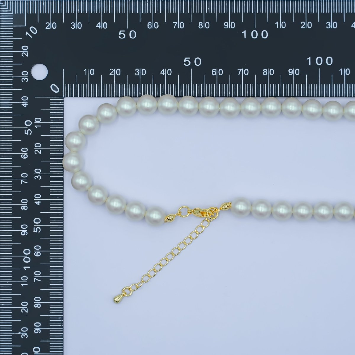 24K Gold Filled 10mm, 8mm, 6mm, 4mm, 3mm White Shell Pearl Gemstone 17 Inch Necklace | WA-2775 ~ WA-2779