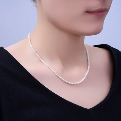 24K Gold Filled 10mm, 8mm, 6mm, 4mm, 3mm White Shell Pearl Gemstone 17 Inch Necklace | WA-2775 ~ WA-2779