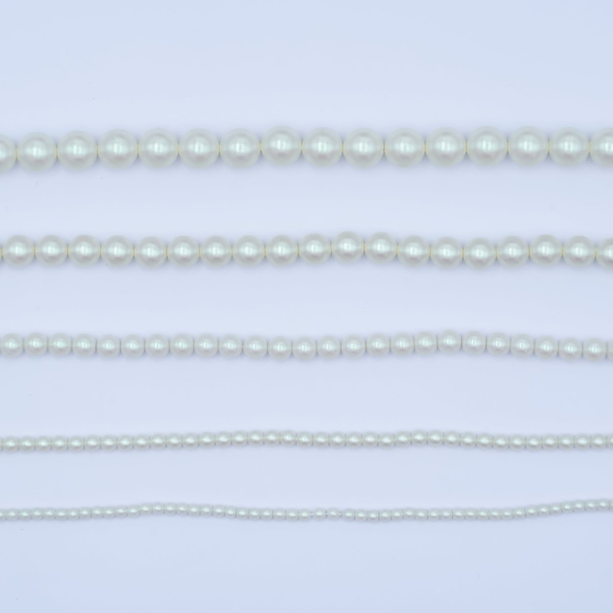 24K Gold Filled 10mm, 8mm, 6mm, 4mm, 3mm White Shell Pearl Gemstone 17 Inch Necklace | WA-2775 ~ WA-2779