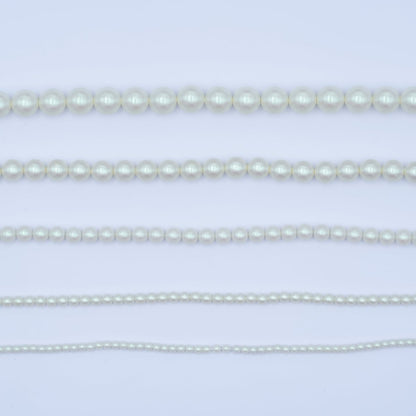 24K Gold Filled 10mm, 8mm, 6mm, 4mm, 3mm White Shell Pearl Gemstone 17 Inch Necklace | WA-2775 ~ WA-2779