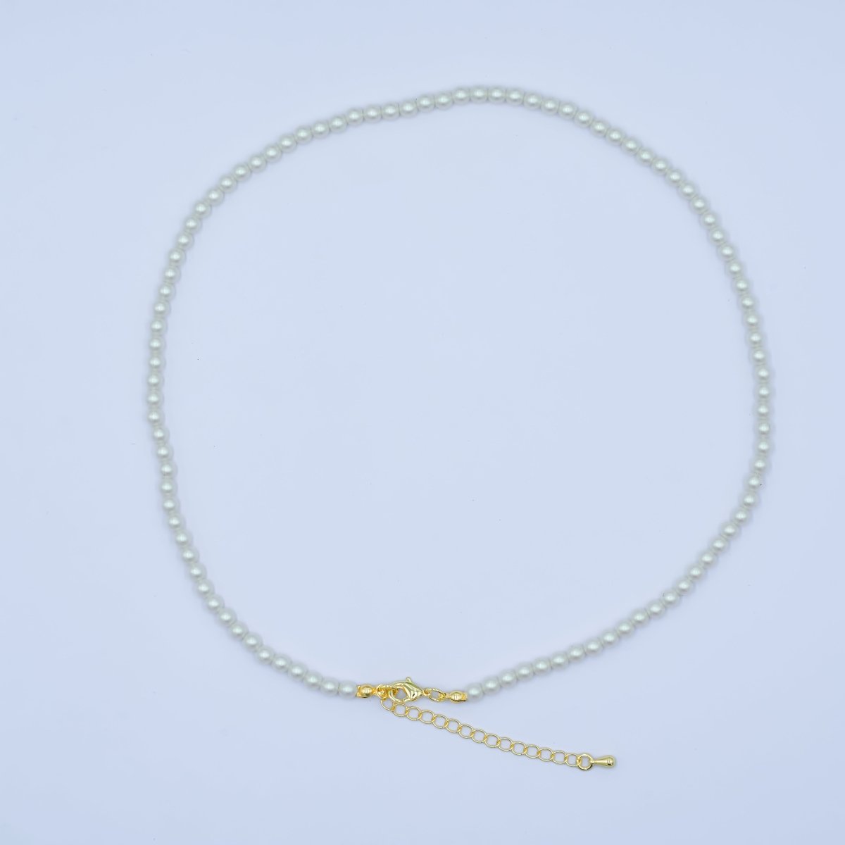 24K Gold Filled 10mm, 8mm, 6mm, 4mm, 3mm White Shell Pearl Gemstone 17 Inch Necklace | WA-2775 ~ WA-2779
