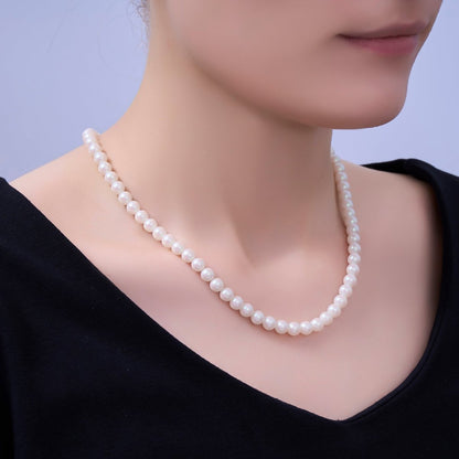 24K Gold Filled 10mm, 8mm, 6mm, 4mm, 3mm White Shell Pearl Gemstone 17 Inch Necklace | WA-2775 ~ WA-2779