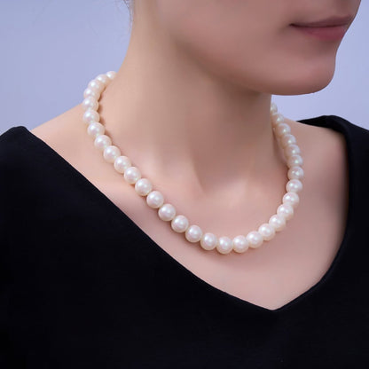 24K Gold Filled 10mm, 8mm, 6mm, 4mm, 3mm White Shell Pearl Gemstone 17 Inch Necklace | WA-2775 ~ WA-2779