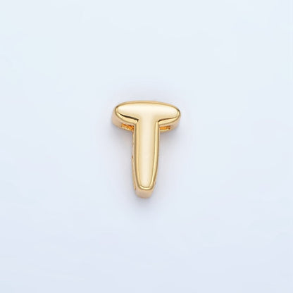 24K Gold Filled 10mm Chubby Minimalist Alphabet Letter Initial Personalized Bead | A1578-A1590