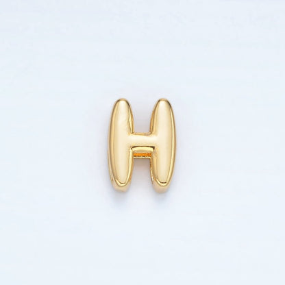 24K Gold Filled 10mm Chubby Minimalist Alphabet Letter Initial Personalized Bead | A1578-A1590