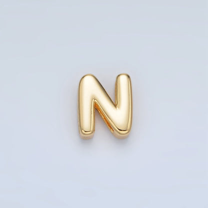 24K Gold Filled 10mm Chubby Minimalist Alphabet Letter Initial Personalized Bead | A1578-A1590