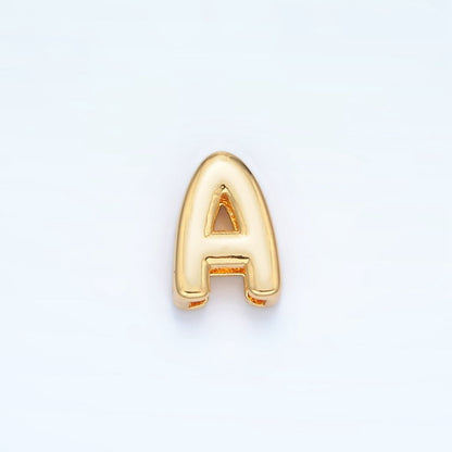 24K Gold Filled 10mm Chubby Minimalist Alphabet Letter Initial Personalized Bead | A1578-A1590