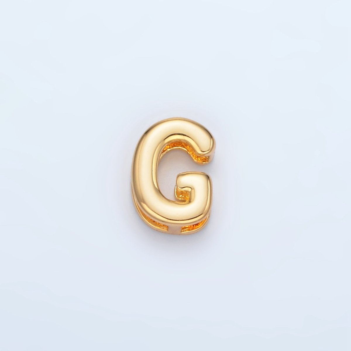 24K Gold Filled 10mm Chubby Minimalist Alphabet Letter Initial Personalized Bead | A1578-A1590