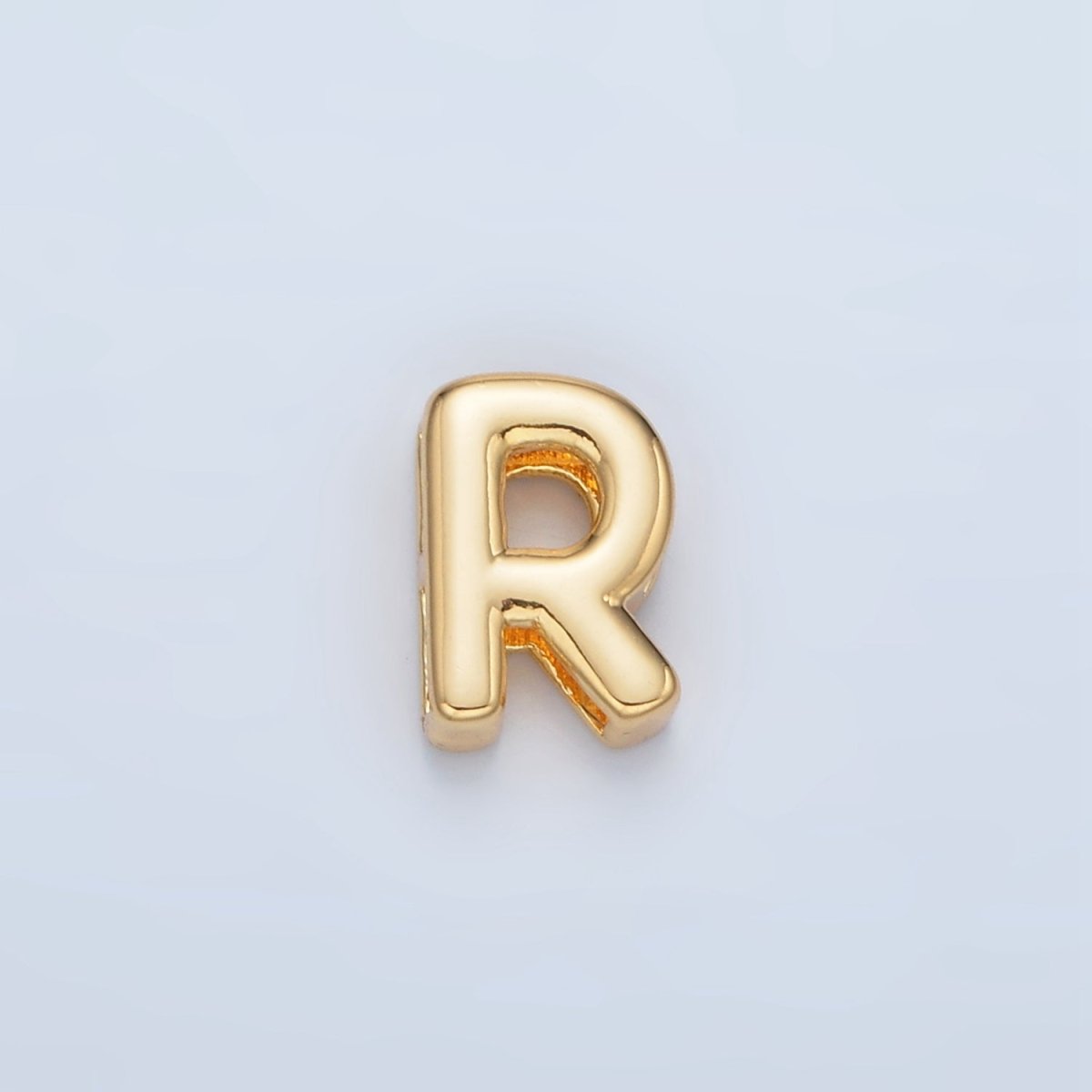 24K Gold Filled 10mm Chubby Minimalist Alphabet Letter Initial Personalized Bead | A1578-A1590