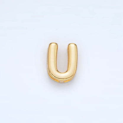24K Gold Filled 10mm Chubby Minimalist Alphabet Letter Initial Personalized Bead | A1578-A1590