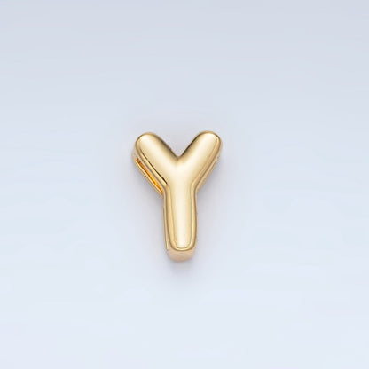 24K Gold Filled 10mm Chubby Minimalist Alphabet Letter Initial Personalized Bead | A1578-A1590