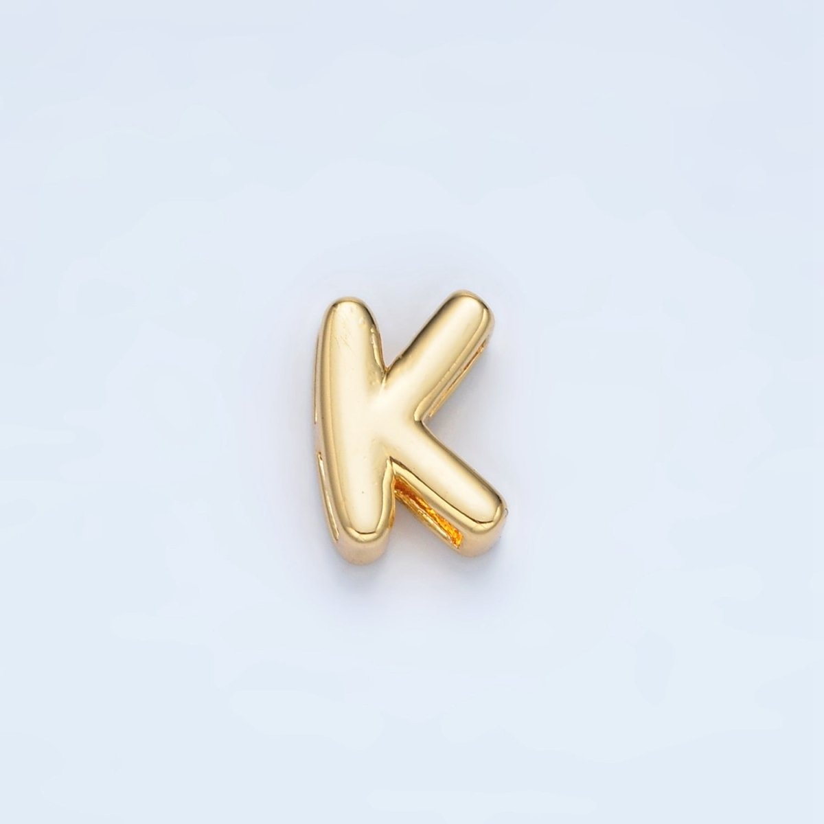 24K Gold Filled 10mm Chubby Minimalist Alphabet Letter Initial Personalized Bead | A1578-A1590