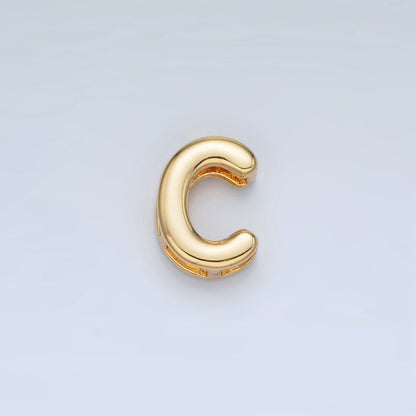 24K Gold Filled 10mm Chubby Minimalist Alphabet Letter Initial Personalized Bead | A1578-A1590