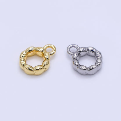 24K Gold Filled 10mm Chubby Rondelle Bail Slide Charm Holder in Gold &amp; Silver | Z1295