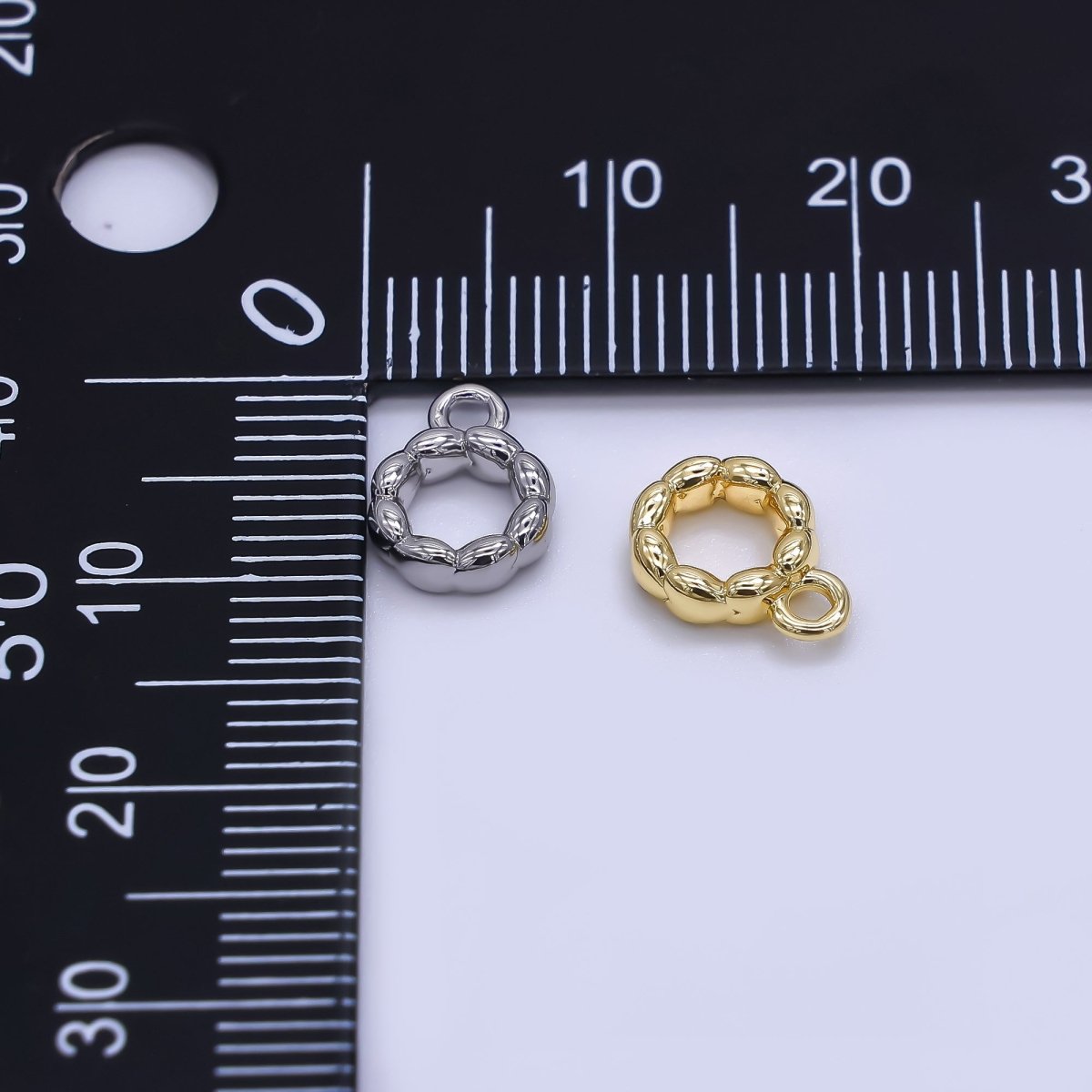 24K Gold Filled 10mm Chubby Rondelle Bail Slide Charm Holder in Gold &amp; Silver | Z1295