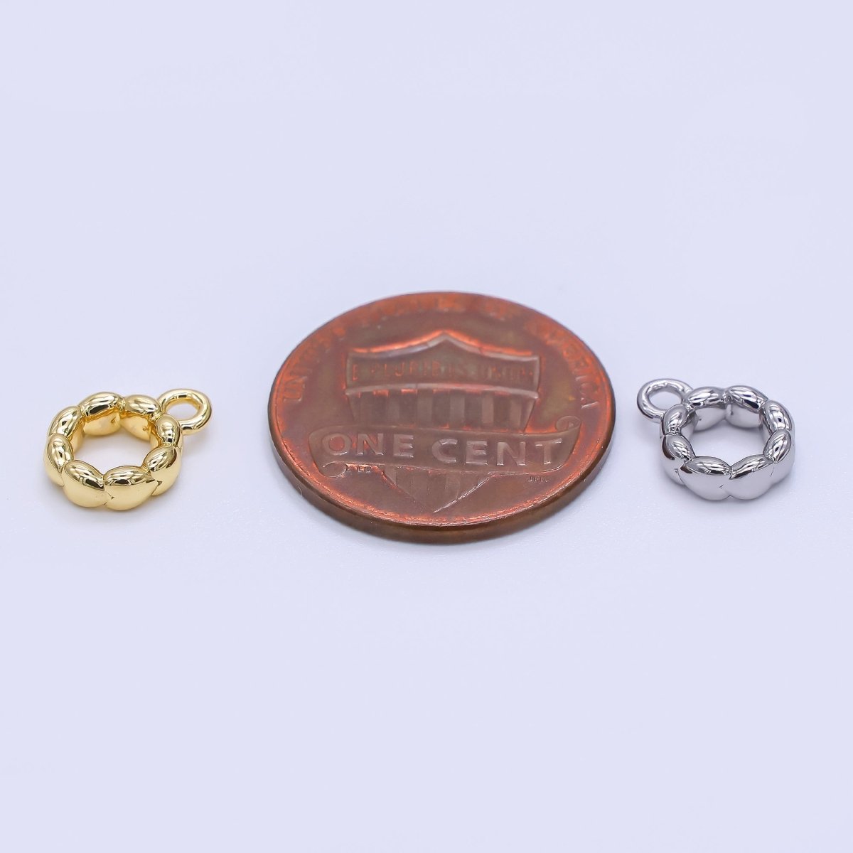 24K Gold Filled 10mm Chubby Rondelle Bail Slide Charm Holder in Gold &amp; Silver | Z1295