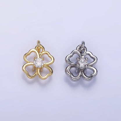 24K Gold Filled 10mm CZ Open Flower Mini Charm in Gold &amp; Silver | C588