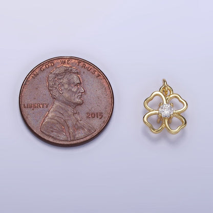 24K Gold Filled 10mm CZ Open Flower Mini Charm in Gold &amp; Silver | C588