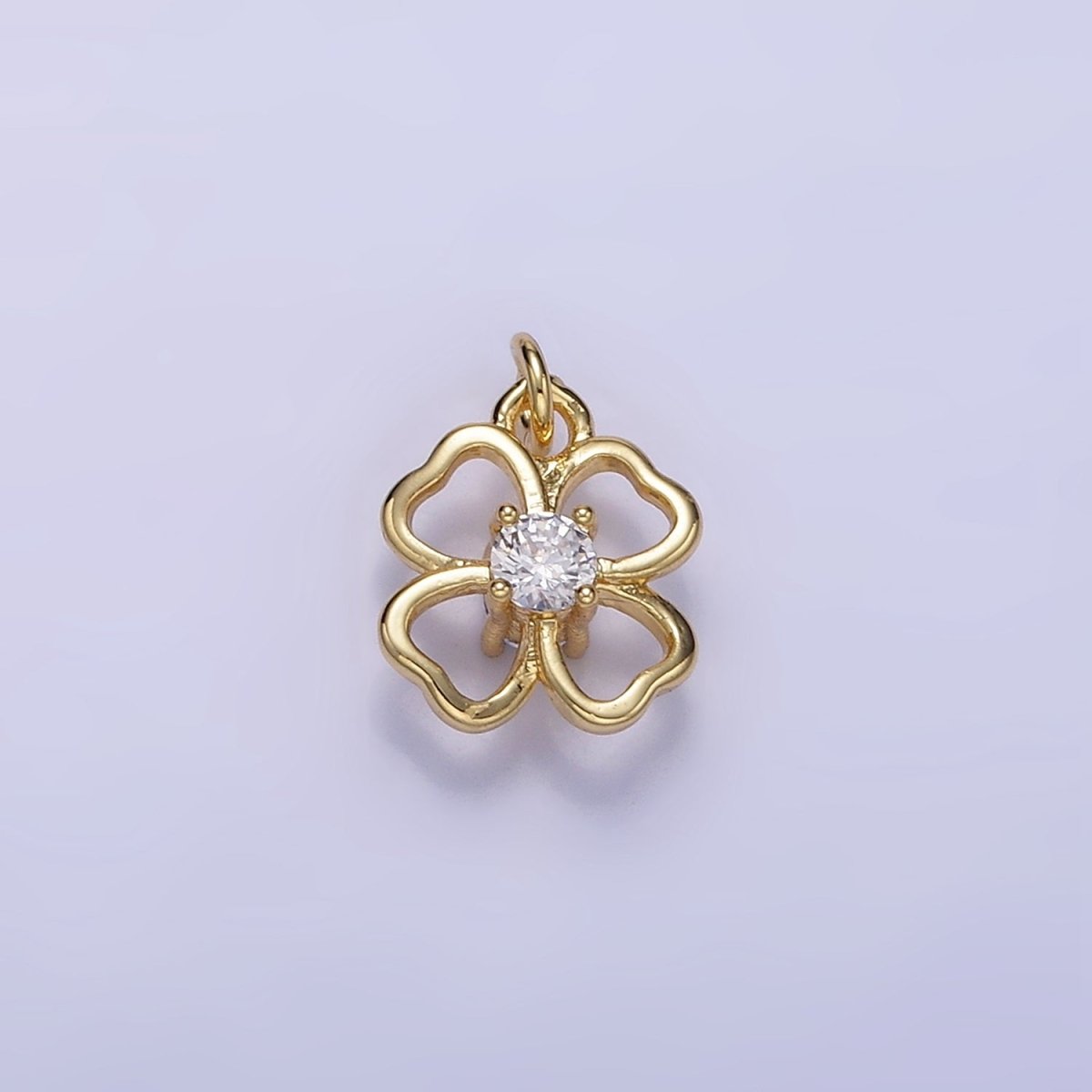 24K Gold Filled 10mm CZ Open Flower Mini Charm in Gold &amp; Silver | C588